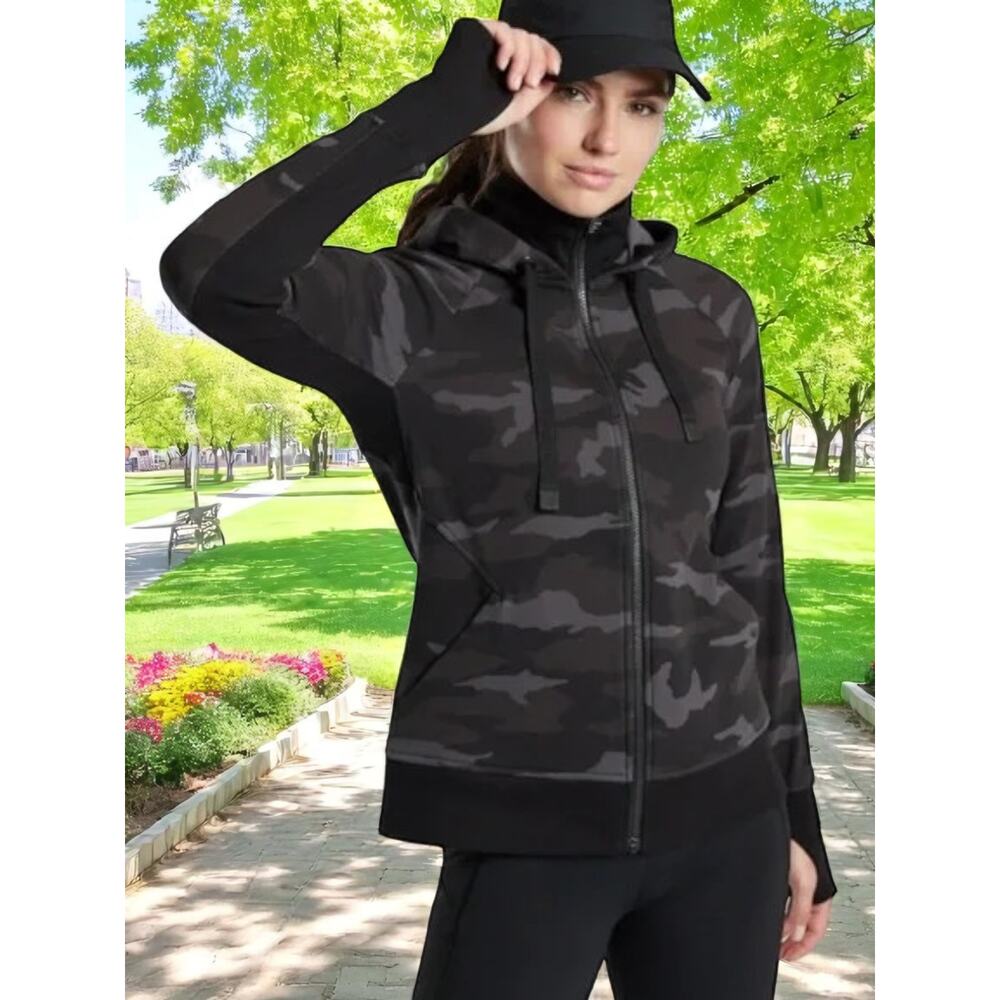 Nwt Athleta Triumph Printed Hoodie Black Camo XS W/Stretch MSRP $128.
